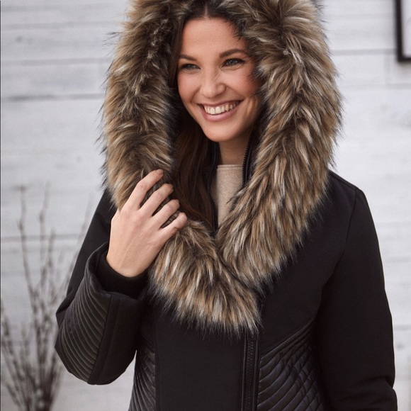 Faux Fur Trim Asymmetrical Coat - Picture 2 of 3